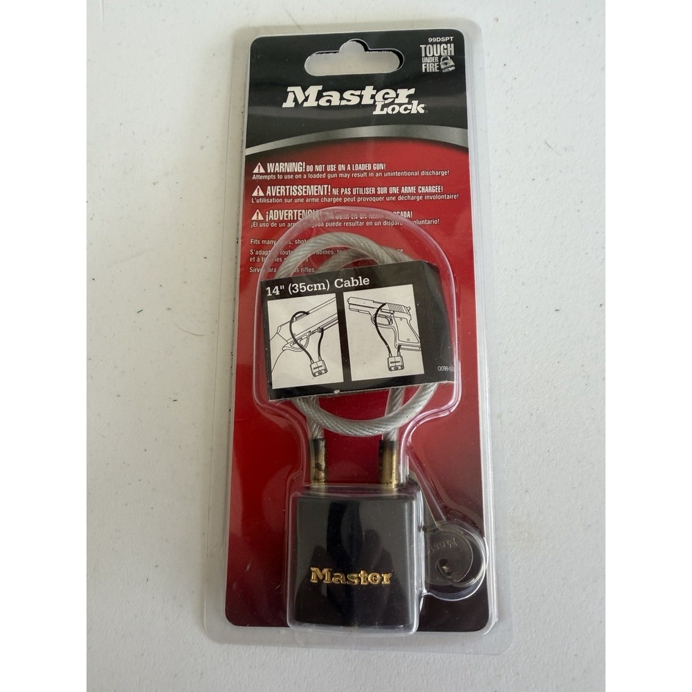 Master Lock 99DSPT Cable Gun Lock 14" Steel Black/Silver for Rifle & Pistol NIP